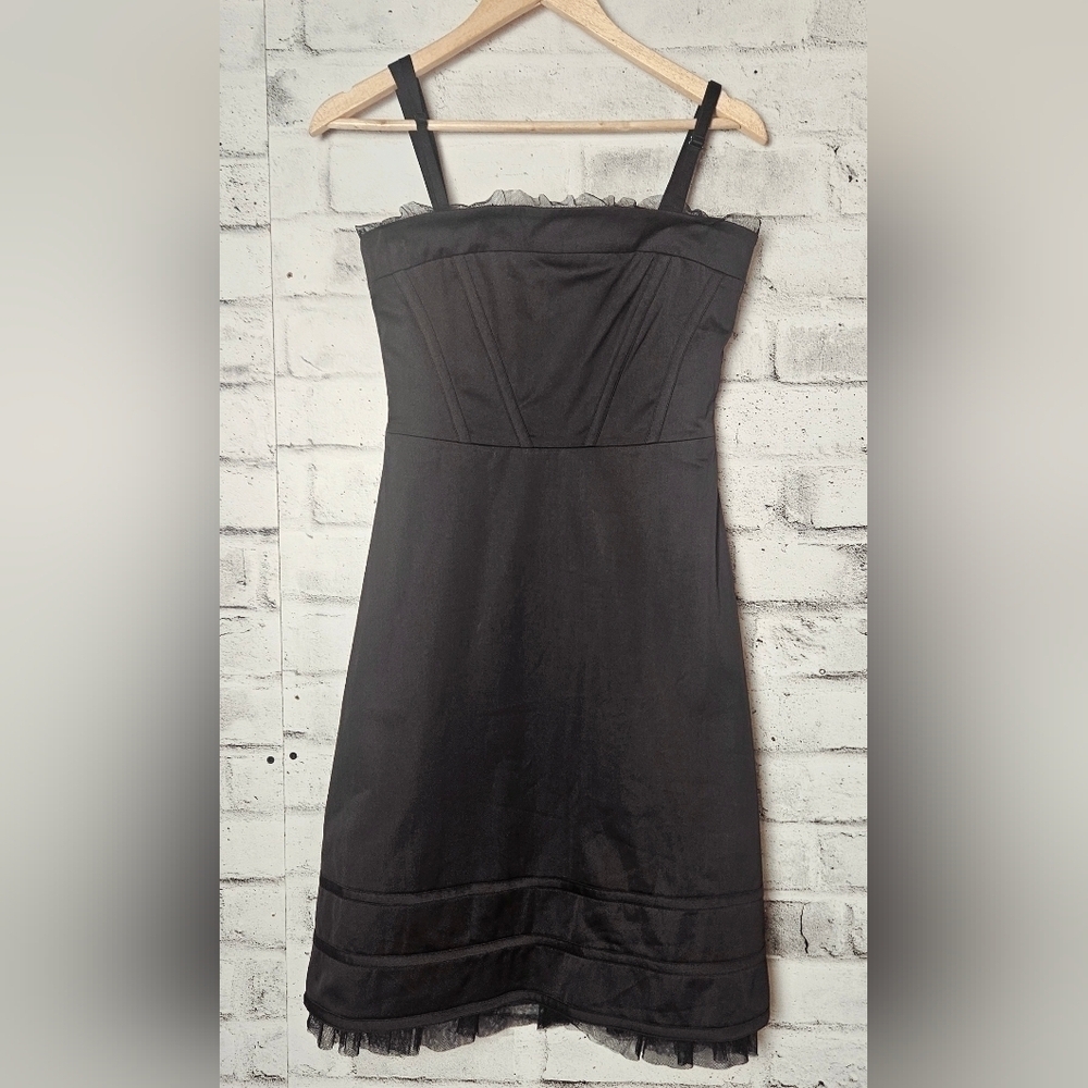 RW&CO Black Fit Flare Cocktail Dress Tulle Trim Party Dress Size 4